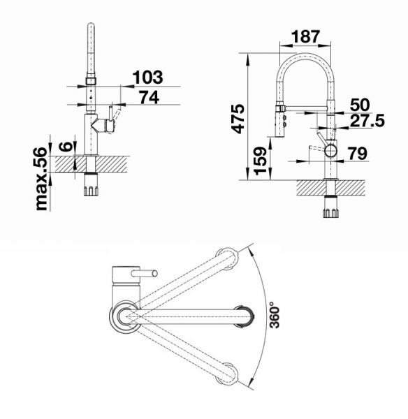 Blanco Catris-S Flexo Küchen-Einhebelmischer mit flexiblem Auslauf