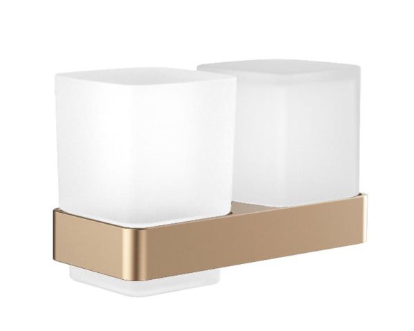 emco loft Glashalter mit Seifenspender und Becher, Kristallglas satiniert, bronze gebürstet 053101701