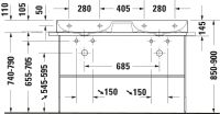 Vorschau: Duravit DuraSquare Metallkonsole bodenstehend/Wandmontage zu Waschtisch 235312, chrom 0031171000