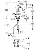 Vorschau: Grohe Blue Pure Minta Einzelarmatur, schwenkbarer L-Auslauf mit Filterfunktion, chrom