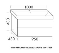 Burgbad Sys30 Waschtischunterschrank 95cm zu Catalano Zero + 10ZP, 2 Auszüge WWCT095F0945K0095G0126