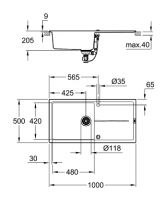 Vorschau: Grohe K400 60-C Küchenspüle mit Abtropffläche