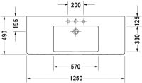 Vorschau: Duravit Vero Waschtisch rechteckig 125x49cm, mit 1 Hahnloch und Überlauf, WonderGliss, weiß 03291200001