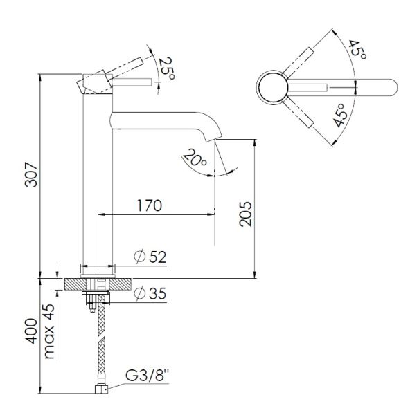 Steinberg Serie 100 Waschtisch-Einhebelmischer ohne Ablaufgarnitur, Ausladung 17cm, chrom