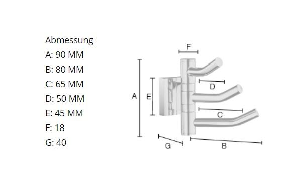 Smedbo House schwenkbarer Dreierhaken, chrom