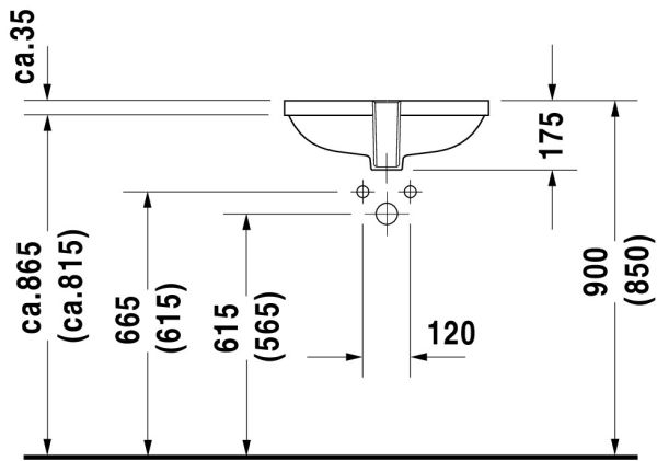 Duravit D-Code Unterbauwaschtisch rechteckig 49,5x29cm, mit Überlauf, ohne Hahnloch, weiß 0338490000