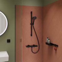 Vorschau: hansgrohe Activera S Duschset 95 1jet EcoSmart mit Duschstange 65cm, schwarz matt