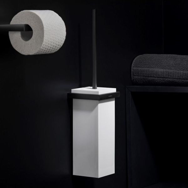 Cosmic The Grid Toilettenbürstenhalter Wandmontage, schwarz matt-weiß matt 2683601