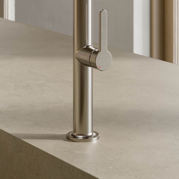 Kludi AUREA Küchenarmatur mit ausziehbarer Geschirrbrause, stainless brushed nickel
