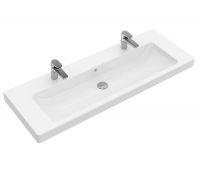 Vorschau: Villeroy&Boch Subway 2.0 Doppel-Schrankwaschtisch, 130x47cm, 2 Hahnlöcher, mit Überlauf