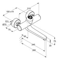 Vorschau: Kludi Provita Wand-Einhandmischer ohne Hebel, Ausladung 245mm, chrom