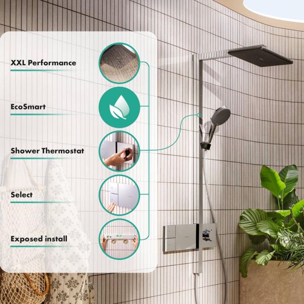 hansgrohe Raindance Alive Q Duschsystem 210/340 EcoSmart, ShowerSelect Comfort, chrom