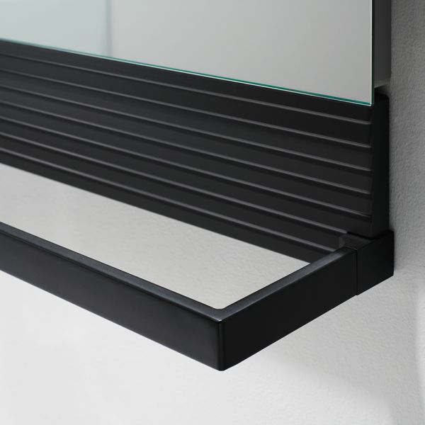 Burgbad Fiumo LED-Spiegel 45cm mit Ablage, Reling in schwarz
