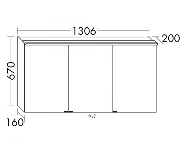 Burgbad Yumo Spiegelschrank m. horizontaler LED-Beleuchtung, Waschtischbeleuchtung, 3tlg, 130,6x67cm SPIZ130LPN391