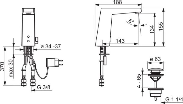 Hansa Hansaloft Waschtisch-Elektronik-Batterie, Netzbetrieb, chrom