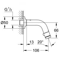 Vorschau: Grohe Universal Waschtisch-Wandauslaufventil, Ausladung 106mm, chrom