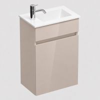 Burgbad Lin20 Gästebad-Set Mineralguss-Handwaschbecken 42x27cm mit Waschtischunterschrank