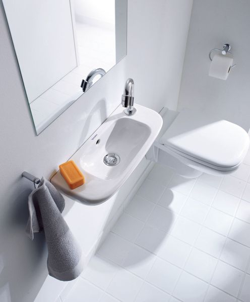 Duravit D-Code Handwaschbecken rechteckig 50x22cm, mit 1 Hahnloch rechts, mit Überlauf, weiß 0706500008