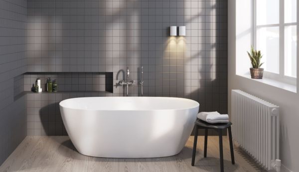 RIHO Alpha Badewanne 170x80cm freistehend inkl. Ablauf und Füße, weiß glänzend BD21005