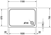 Vorschau: Duravit D-Code Duschwanne rechteckig 75x110cm, Sanitäracryl, weiß