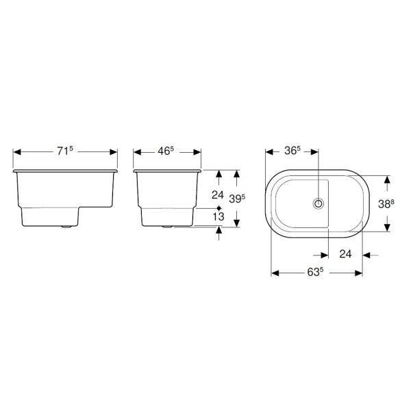 Geberit Bambini Sitzbadewanne oval 71,5x46,5cm, weiß