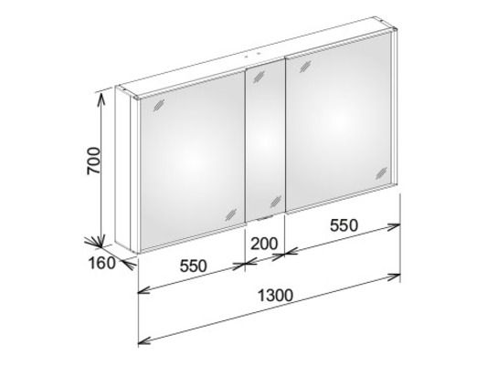 Keuco Royal Match Spiegelschrank für Wandvorbau, 130x70x16cm