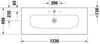 Vorschau: Duravit Viu Waschtisch rechteckig 123x49cm, mit 1 Hahnloch, mit Überlauf, weiß 2344120000