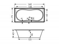 Vorschau: Polypex HAPPY 1600 Rechteck-Badewanne 160x75cm