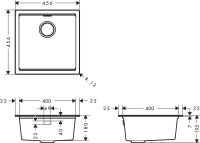 Vorschau: Hansgrohe S53 S530-U400 Granit-Unterbauspüle 40x40cm, mit Ablaufgarnitur