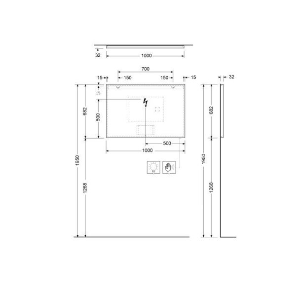 Kludi LUMA LED-Spiegel 100x68cm mit Spiegelheizung