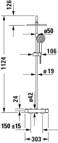 Duravit Shower System/Duschsystem MinusFlow mit Brausethermostat, bronze gebürstet