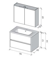 Vorschau: RIHO Porto Square Waschtisch mit Unterschrank 80cm & Spiegelschrank mit LED Beleuchtung F014044DP