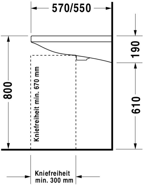 Duravit DuraStyle Waschtisch 65x57cm, mit 1 Hahnloch, mit Überlauf, WonderGliss, weiß 23296500001