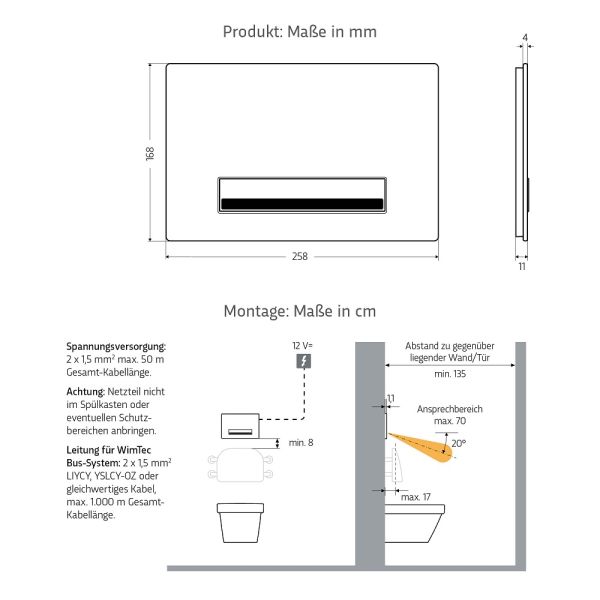 WimTec PROOF T4 HyPlus PRO manuelle WC-Betätigung SLK 12V Netzbetrieb, weiß