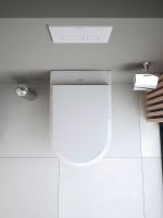 Vorschau: Duravit Qatego Wand-WC 57cm, Tiefspüler, spülrandlos, Abgang waagerecht, HygieneGlaze, weiß 2556092000