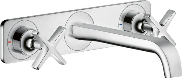 Axor Citterio E 3-Loch Waschtischarmatur Unterputz mit Platte, für Wandmontage, chrom 36115000 