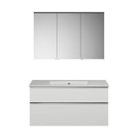 Burgbad Eqio Slim Badmöbel-Set 122cm, LED-Spiegelschrank, Waschtisch, Unterschrank, weiß SHCP0122
