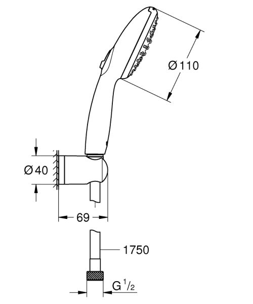 Grohe Vitalio Start 110 Wandhalterset mit 2 Strahlarten, chrom