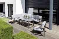 KETTLER OCEAN SKID Casual-Dining-Set Outdoor-Essgruppe anthrazitgrau Teak