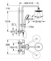 Vorschau: Grohe Tempesta Cosmopolitan 160 Duschsystem mit Thermostatbatterie für die Wandmontage, chrom