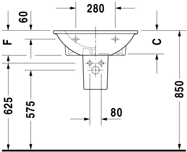 Duravit Darling New Waschtisch halbrund 65x55cm, mit Überlauf, mit Wondergliss, weiß 26216500001