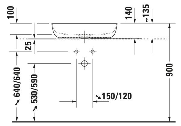 Duravit Luv Aufsatzwaschtisch 60x40cm, oval