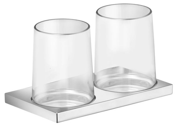 Keuco Edition 11 Doppelglashalter komplett mit Gläsern, mundgeblasen chrom 11151019000