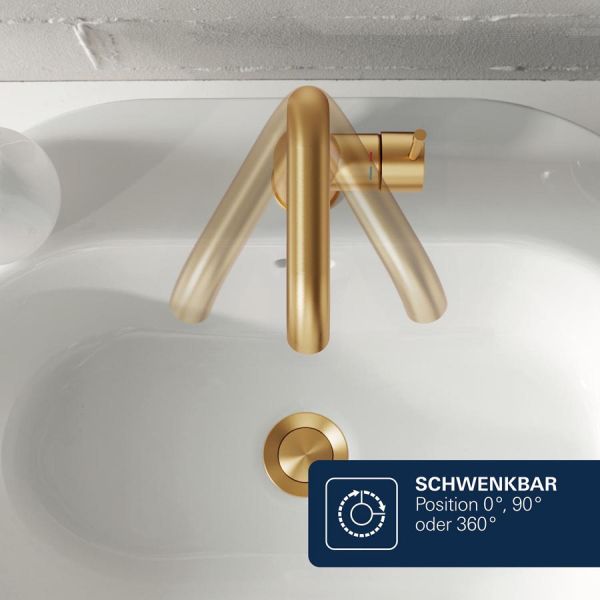 Grohe Lineare Badarmatur L-Size mit Zugstangen-Ablaufgarnitur, cool sunrise gebürstet