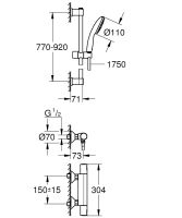 Vorschau: Grohe QuickFix Precision Start Thermostat-Brausebatterie mit Brausestange 90cm & Handbrause, chrom