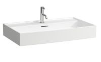 Kartell by Laufen Aufsatzwaschtisch wandmontiert, mit Standardablauf, 80x46cm, weiß LCC, mit Überlauf, 1 HL, H8163364001041