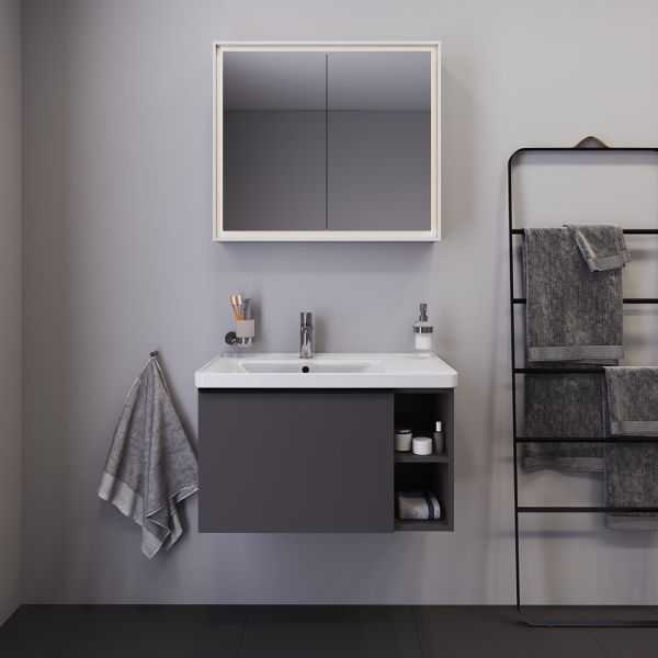 Duravit D-Neo Waschtisch rechteckig 80x48cm, mit Hahnloch und Überlauf, Becken links, weiß 2369800000