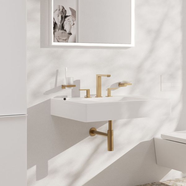 Hansgrohe Tecturis E 3-Loch Waschtischarmatur 150 EcoSmart+ mit Push-Open, brushed bronze