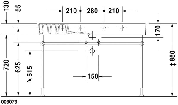Duravit Vero Waschtisch rechteckig 125x49cm, mit 1 Hahnloch und Überlauf, WonderGliss, weiß 03291200001