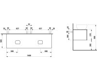 Vorschau: Laufen IL BAGNO ALESSI One Schubladenelement 1600, Ausschnitt links & rechts, zu WT H818975/6/7/8